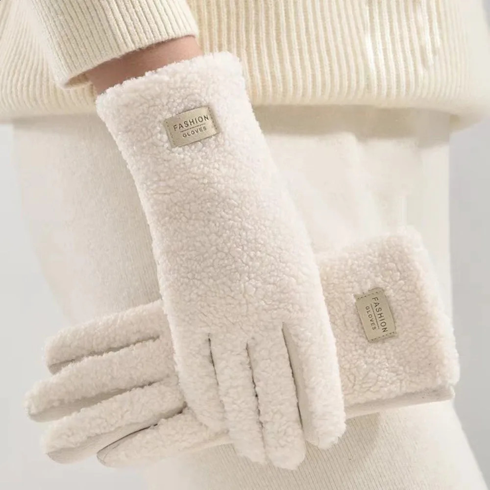 Polar Fleece Winter Gloves Warm Full Finger Driving Mittens Touchable Screen Windproof Cold Proof Gloves 251021