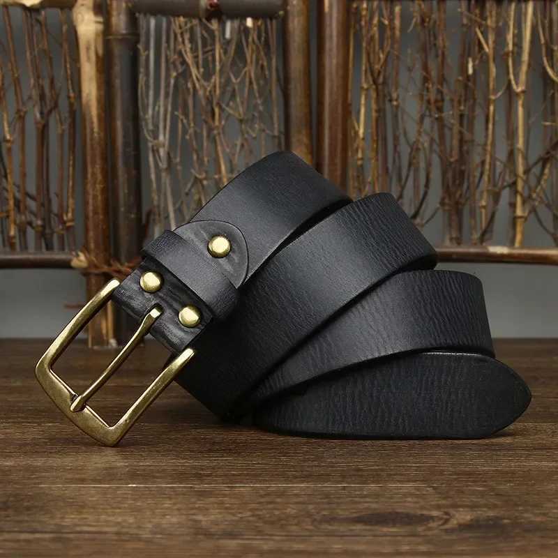 38CM Thick Cowhide Copper Buckle Genuine Leather Casual Jeans Belt Men High Quality Retro Luxury Male Strap Cintos DesignerXJ251023