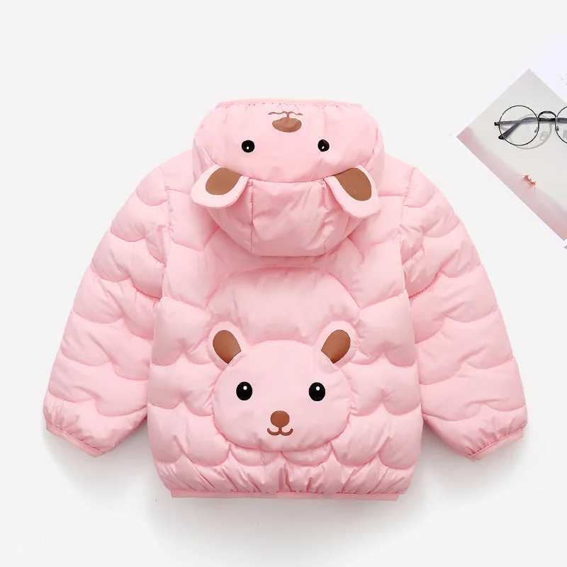 Baby Boys Girls Hooded Zipper Lightweight Down Jackets Kids Cottonpadded Cartoon Coat Childrens Autumn Winter Warm Outerwear Y251023