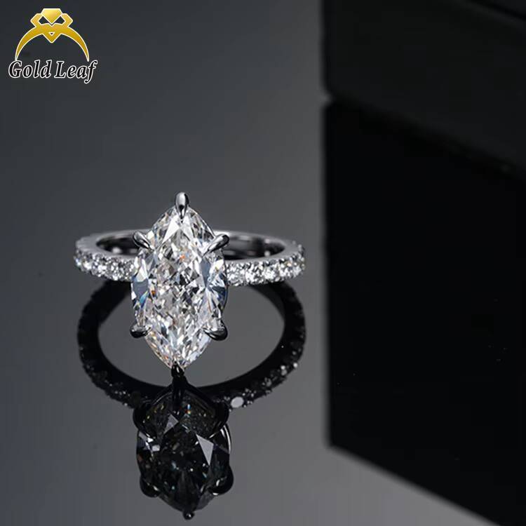 Customized Fine Jewelry 10K 14K 18K Gold Wedding Ring 05CT 3CT Marquise Cut D VVS Lab Grown Diamond Ring Engagement for Women