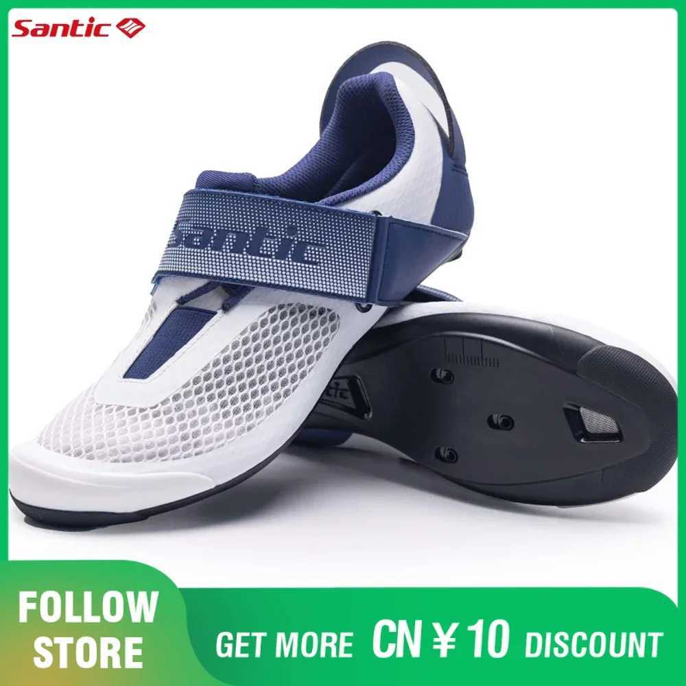 Santic Pro Triathlon Cycling Shoes Mens Road Riding Biking Sneakers Upgraded Glassfiber Outsole Breathable Bicycle Lock Shoes J251023