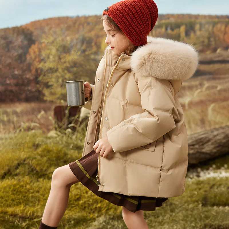 RAISE Children Girls Duck Down Jacket Waterproof Thick Warm Winter Jacket For 512Y Girls Junior Kids Girls Faux Fur Hooded Coat Y251023
