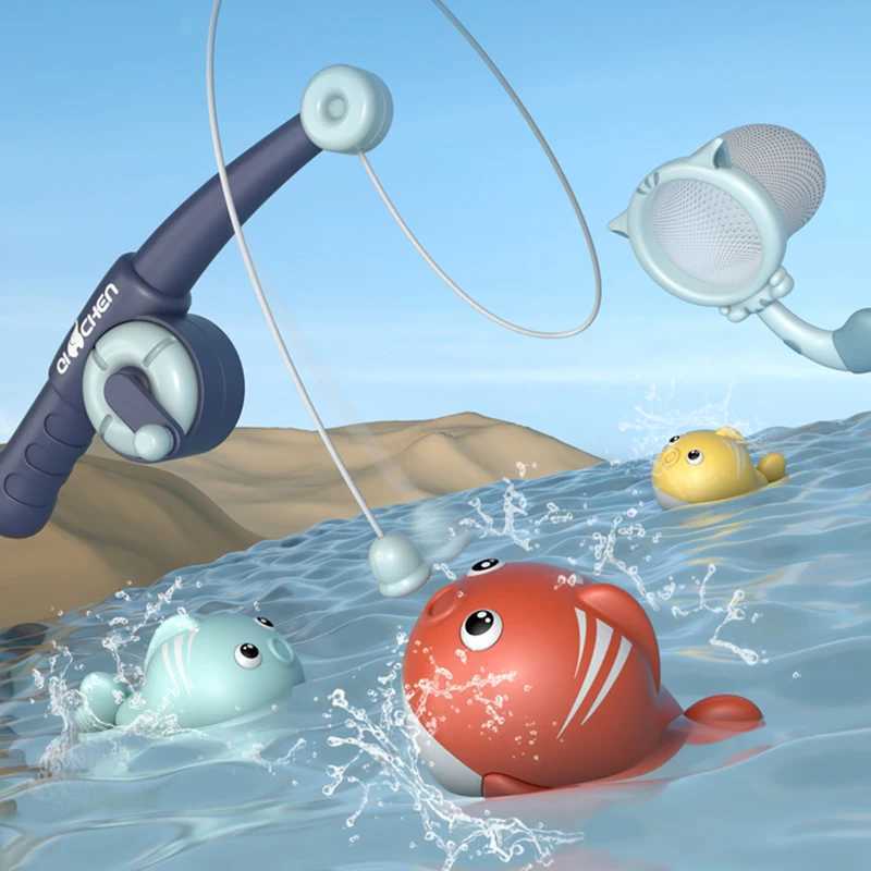 Childrens magnetic fishing and bathing toy set cartoon early education baby floating fishing and water play bathtub toy J251023