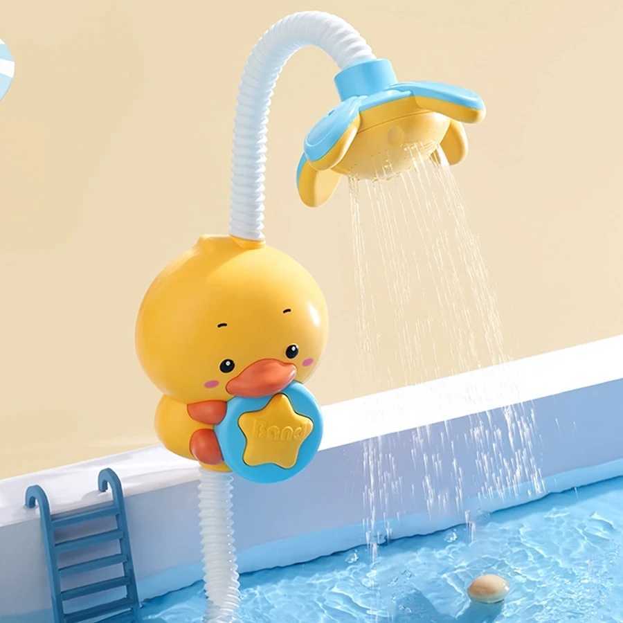 Baby shower toy with water spray duckling flower model rotating faucet electric shower water spray swimming baby shower J251023