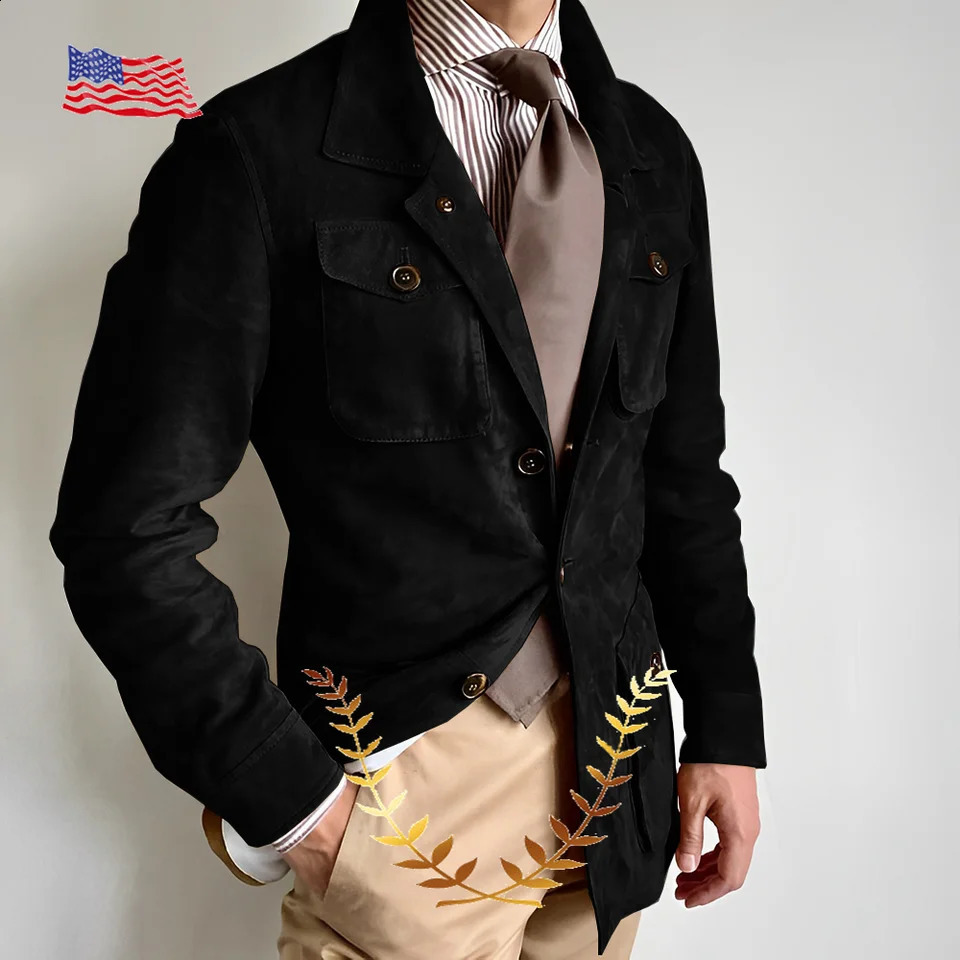 Suede Mens Blazer Casual Jacket Retro n Warm for Autumn and Winter Formal Business Suit Male 251023