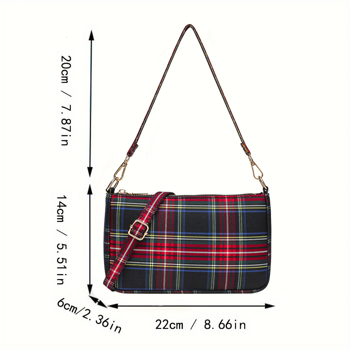 Luxury Brand Designer Bag Handmade Red Plaid Baguette Bag For Women Same Style 2025 New Versatile Shoulder Underarm Handbag
