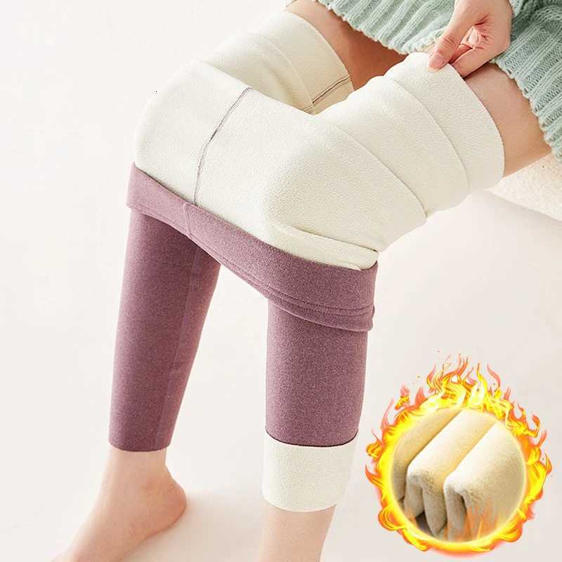 Thermal Winter Leggings Women Fleece Lined Tights Ladies 2025 Warm High Waist Solid Colors Slimming Fashion Black Pants LeggingsT251023