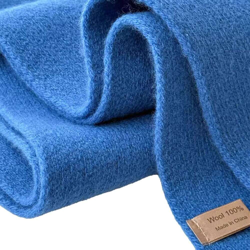 100% Pure Wool Knitted Scarf for Men Women, Autumn and Winter Versatile, Oversized, Thickened, Warm, Solid Color, Korean Style Cashmere Neck Warmer