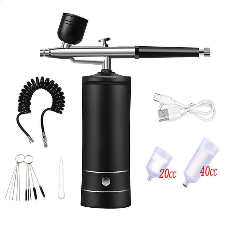 Oxygen Injector Electric Mini Airbrush With Air Compressor AirBrush Paint Spray Gun For Nail Art Tattoo Craft Cake Nano Fog 251015
