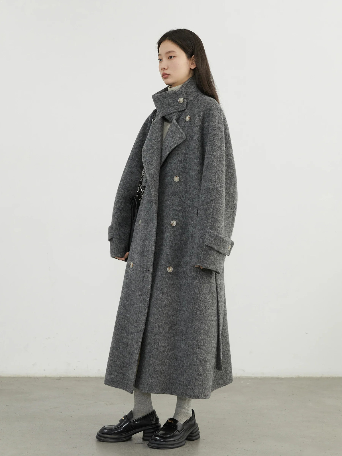 CHIC VEN Women Woolen Coats Loose Stand Collar Doublesided Overcoat Female Outerwear Office Ladies Clothing Autumn Winter 251021