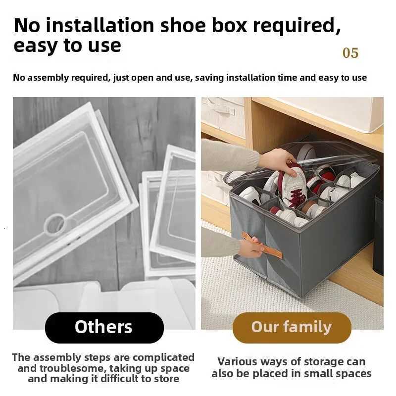 Multifunctional Grid Storage Shoe Box Crossborder Foldable Fabric with Cover Dustproof and Washable Sundries Storage Box C251023