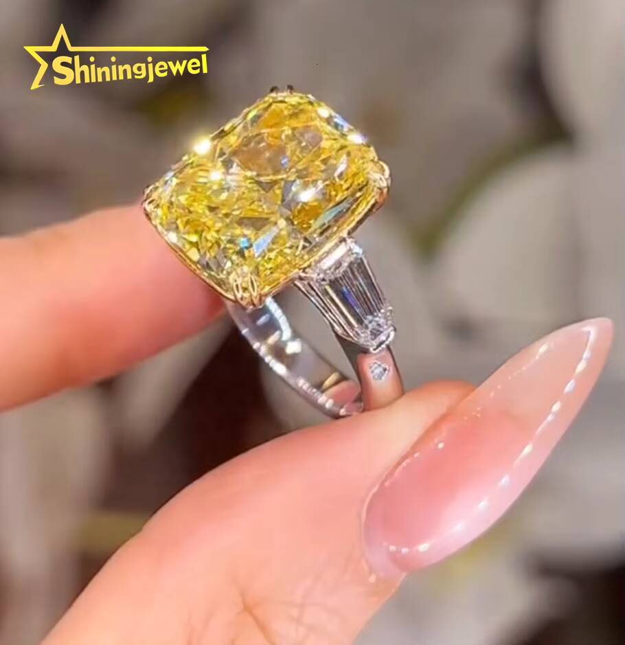 Custom 3ct Elongated CushionCut Fancy Intense Yellow Diamond 10K 14K 18K IGI Certificated Lab Grown Diamond Ring