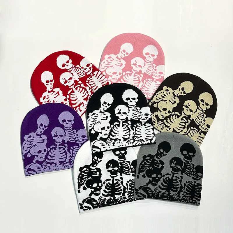 1pc Y2k Warm Beanie CapStreet Skull Skeleton Beanie Winter OutfitSuitable for HalloweenChristmaOutdoor SportsSkiing CyclingXJ251023
