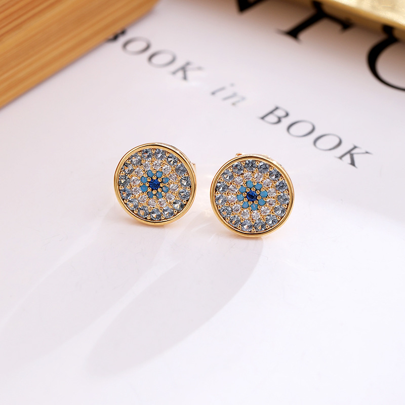 Designer earrings Geometric Devil's Eye Inlaid with Colorful Zircon Earrings for Personalized Design, 18K Gold Plated free shipping diamond earri
