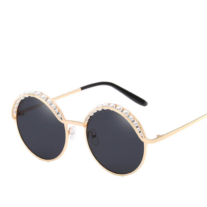 Designer sunglasses Round framed pearl sunglasses Fashion trend women's sunglasses Flower Cat's ears shape UV resistant glasses Luxury sungl