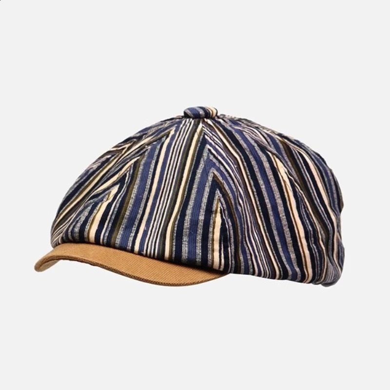 British Striped Painter Hat Retro Red Ombre sboy Cap Unisex Korean Style Octagonal Beret 251021