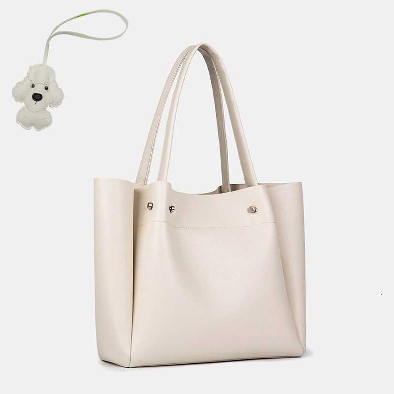 Womens Large Capacity Tote Bag Portable College Style Allinone Commuter Shopping Bag for Everyday Use with Teddy Dog PendantL251023