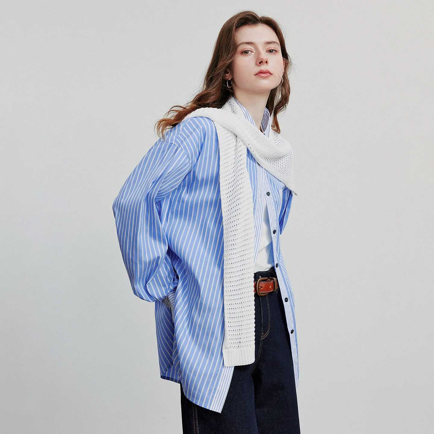 TOYOUTH Women Knitting Shawl 2025 Autumn New Solid Color Design Soft Textured Wrap Scarf Daily Wear J251113