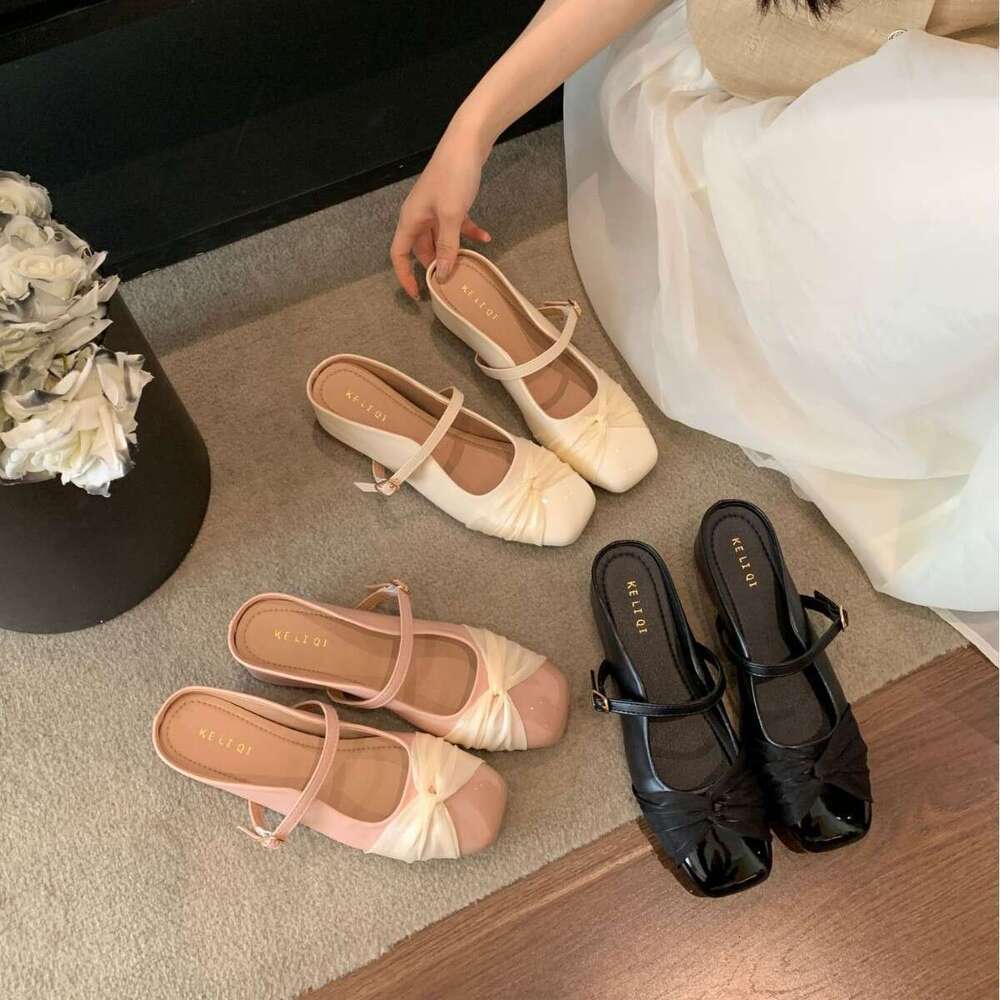 2025 Fairy Style Gentle Evening with Designer Shoe Hidden Wedge Closed Toe Half Slippers for Women Outdoor Slip-On Single Shoes