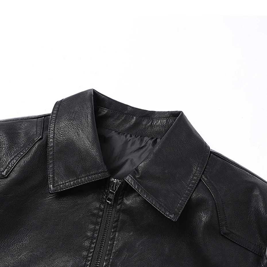 Vintage PU Jacket Men Motorcycle Biker Coat Plus Szie 8XL Fashion Casual Cargo Jacket Male PU Coat Black W251023