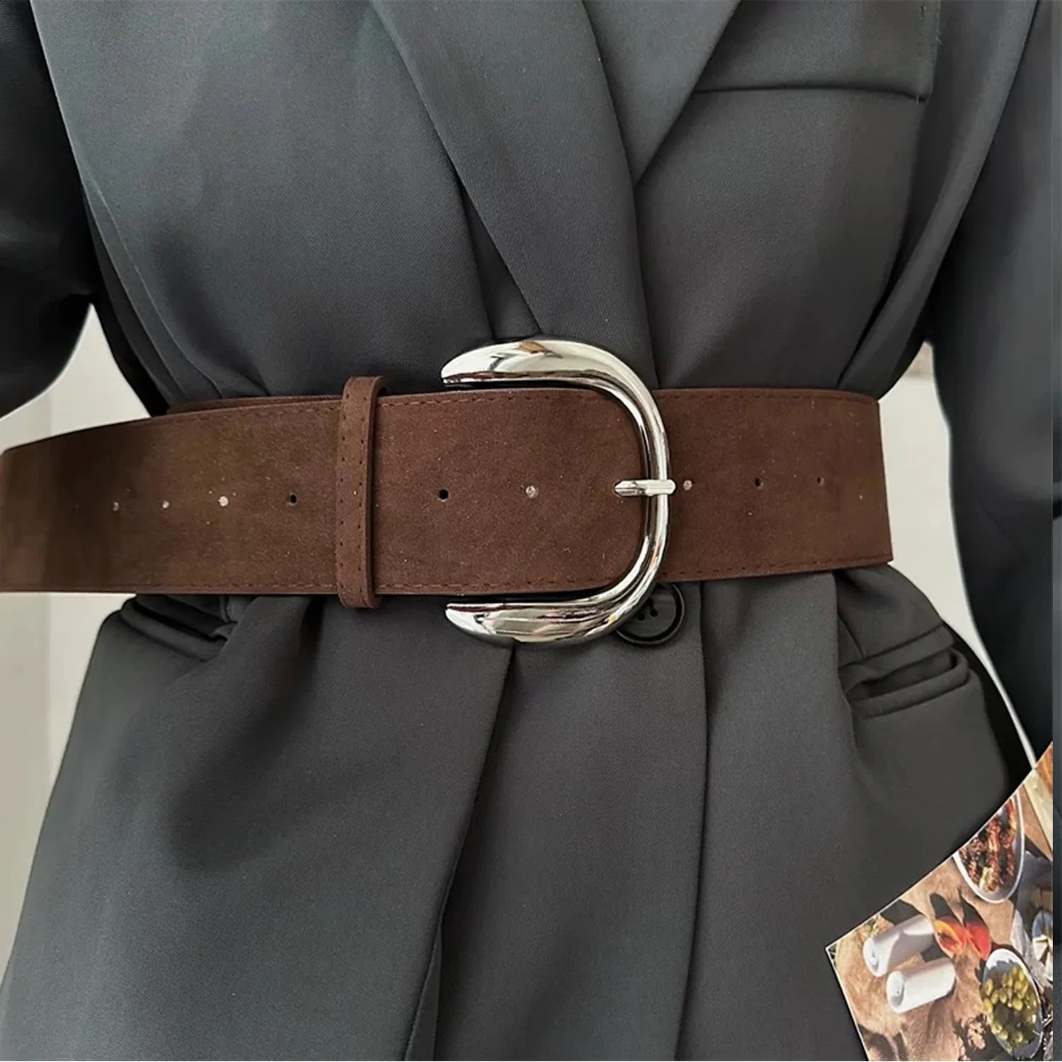 Vintage Y2K Maillard Brown Belt Jeans Student Coffee Versatile Wide Belt Retro Pu Leather Hip Hop Fashion Waistband Decorative 251013