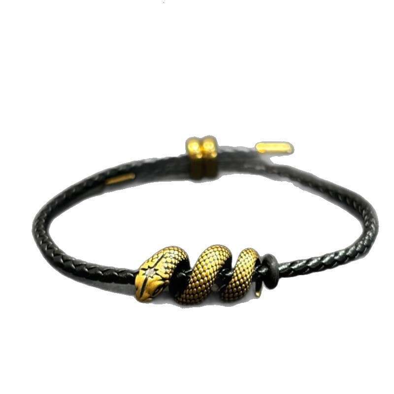 Vintage Black Gold Coiled 2025 New Model Zodiac Year Snake Charm Bracelet