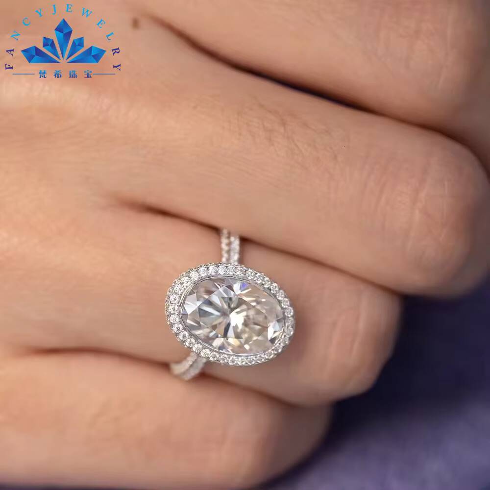 Hola 18K Real Gold Wedding Ring Radiant Cut Lab Grown Moissanite Diamond Engagement Jewelry for Women