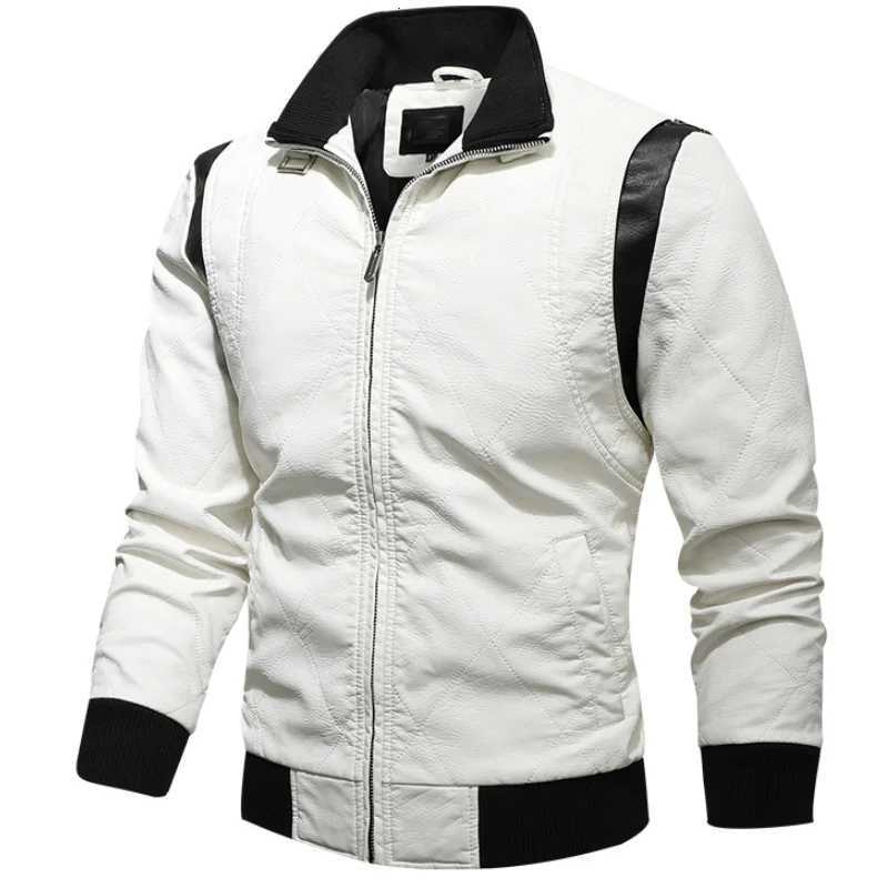 High Quality Men Leather Jacket Scorpion Embroidery Streetwear Windproof Motorcycle Biker Stand Collar Mens PU Leather Jackets W251023