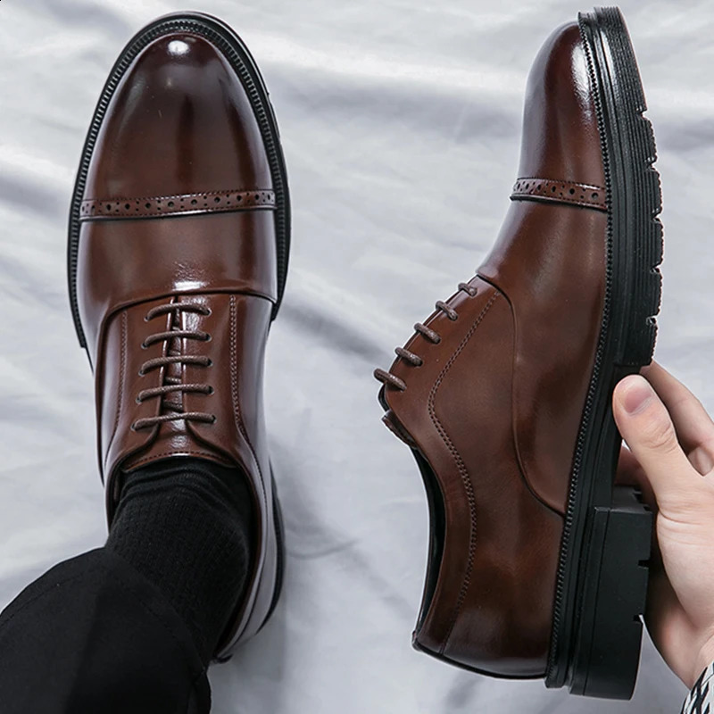Mens Dress Shoes High Quality Business British Social Formal Leather Shoes For Men Block Party Wedding Business Office Shoes 251022