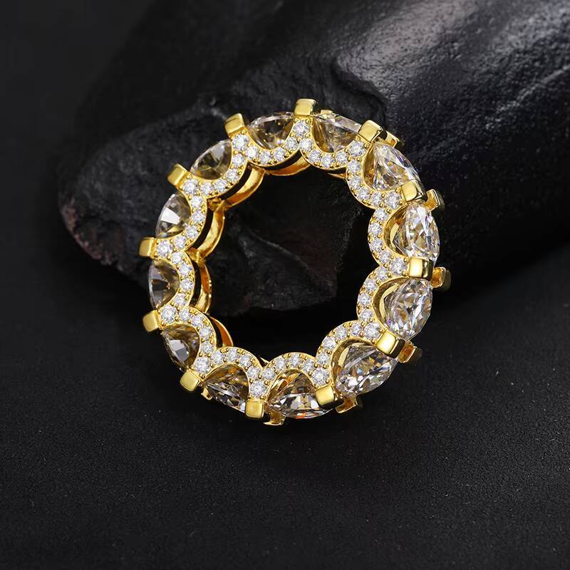 Wholesale High Quality Fashion Luxury Hip Hop Cuban Iced Out 925 Sterling Silver Moissanite Ring for Men and Women