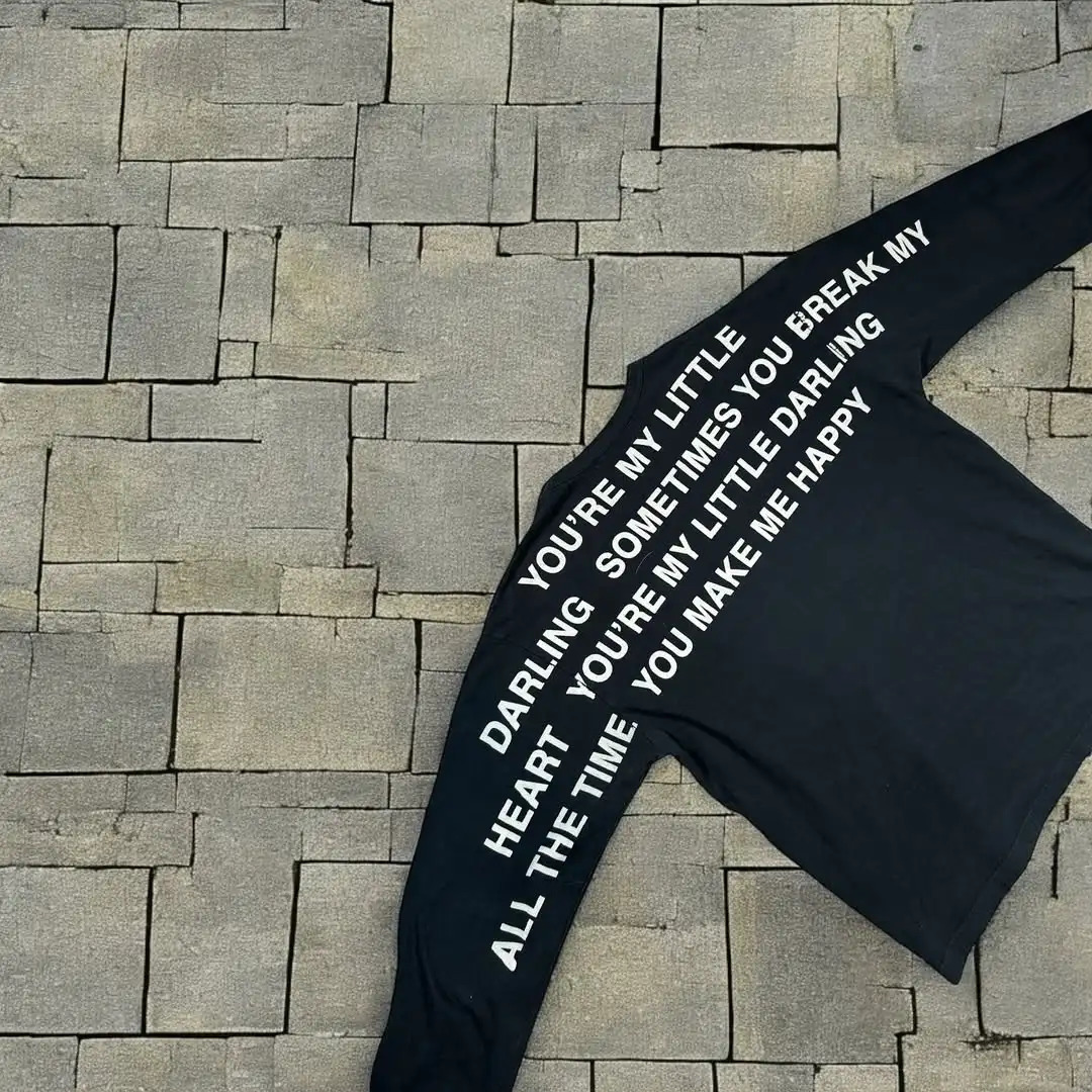 Black Gothic Punk Letter Print Long Sleeve TShirt Men And Women Y2k American 2000s Retro Fashion Casual Loose Streetwear 251020