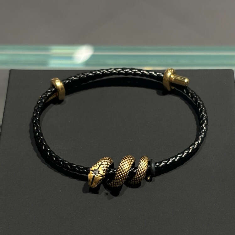 Vintage Black Gold Coiled 2025 New Model Zodiac Year Snake Charm Bracelet