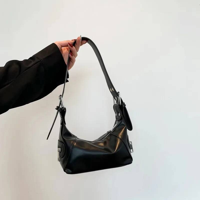 Luxury handbag new designer bag armpit bag retro style soft leather zipper women's shoulder bag solid color versatile armpit tote bag