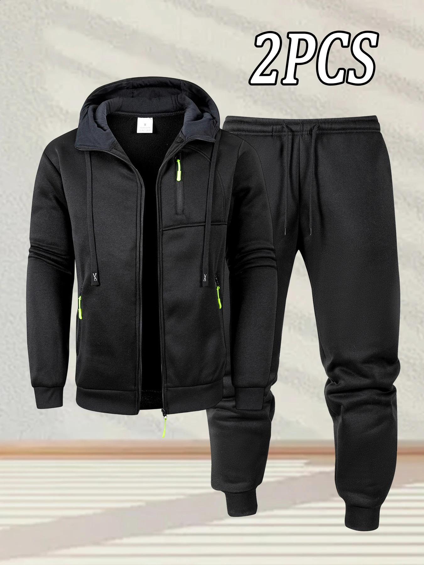 Mens Casual Sportswear Autumn Solid Color Daily Sweatshirts Sweatpants Jogging Tracksuit Zipper Hooded Jacket and Pants Set 251021