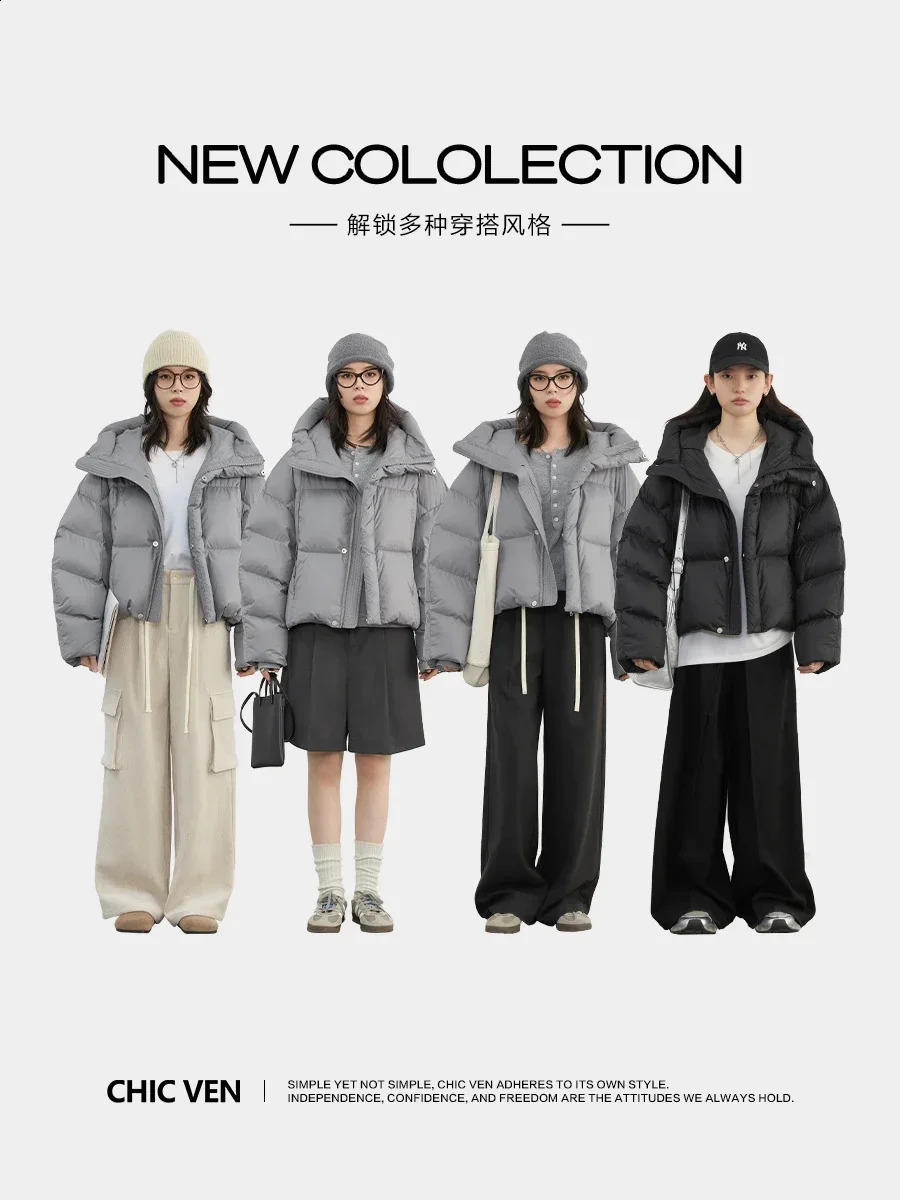 CHIC VEN Women Down Coats Loose Casual Hooded 90 White Duck Female Jacket Autumn Winter 251022