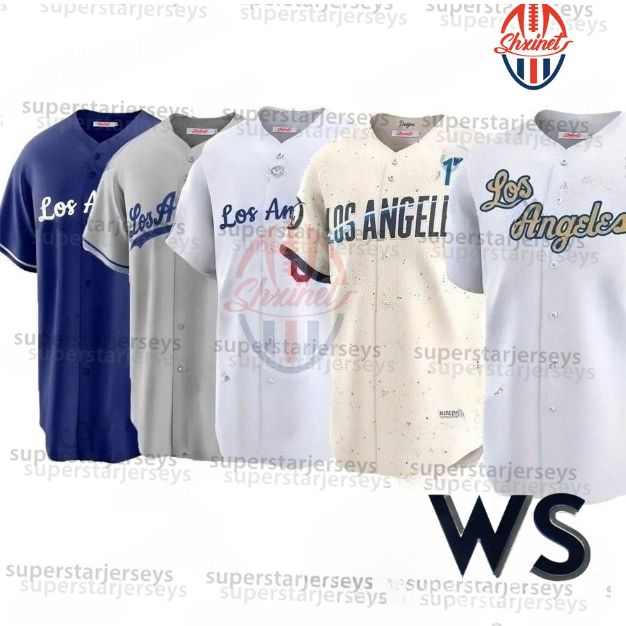 Custom 2025 World Series Baseball Jerseys Shohei Ohtani Mookie Betts Roki Sasaki Tommy Edman Hyeseong Kim Freddie Freeman Smith Edman
