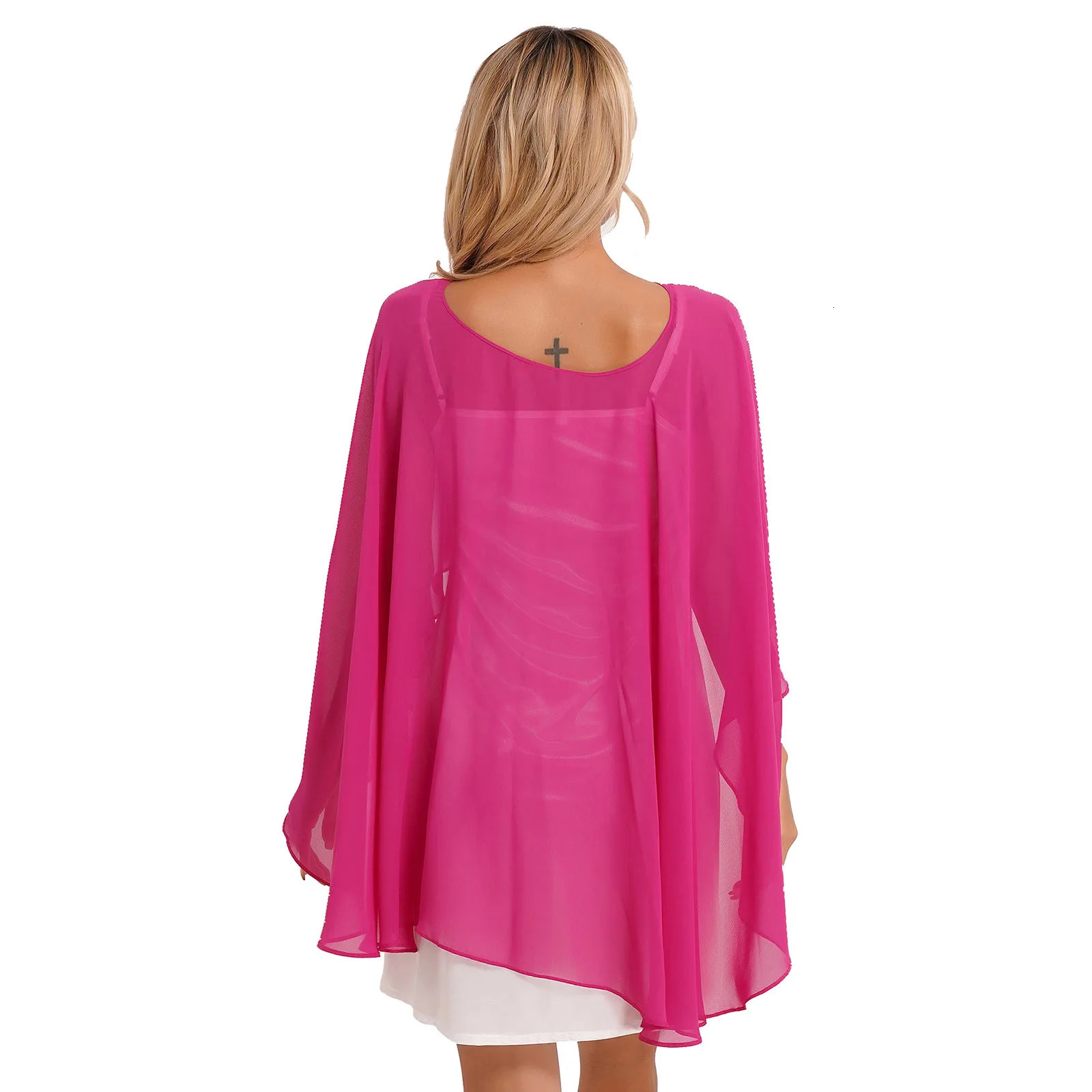 Women Chiffon Solid Pullover Capes Shawl Hilow Hem Thin Soft Shrug Ponchos for Wedding Bridal Bridesmaid Evening Party Dress 251016