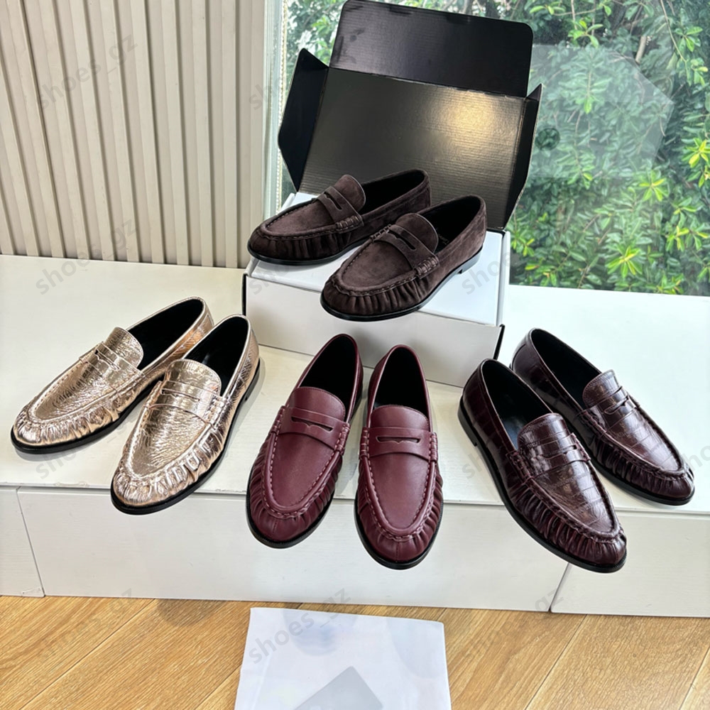 High quality Classic brown Suede Women's loafers slip on shoes Flat heel dress shoes designer loafers for women laidy holiday Leisure Driving shoes Mule slippers 35-43