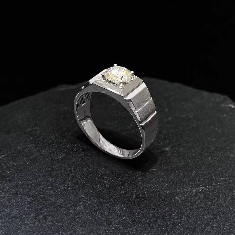 White Gold Moissanite Ring 14K 18K for Men
