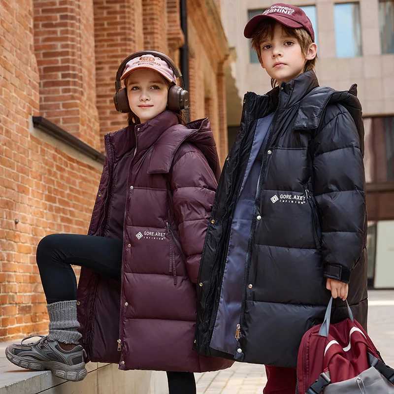 RAISE YOUNG 2025 Winter Children Down Jacket Thick Warm Long Hooded Down Jacket For Teenager Girls Outerwear Coats 6 To 14 Years Y251023
