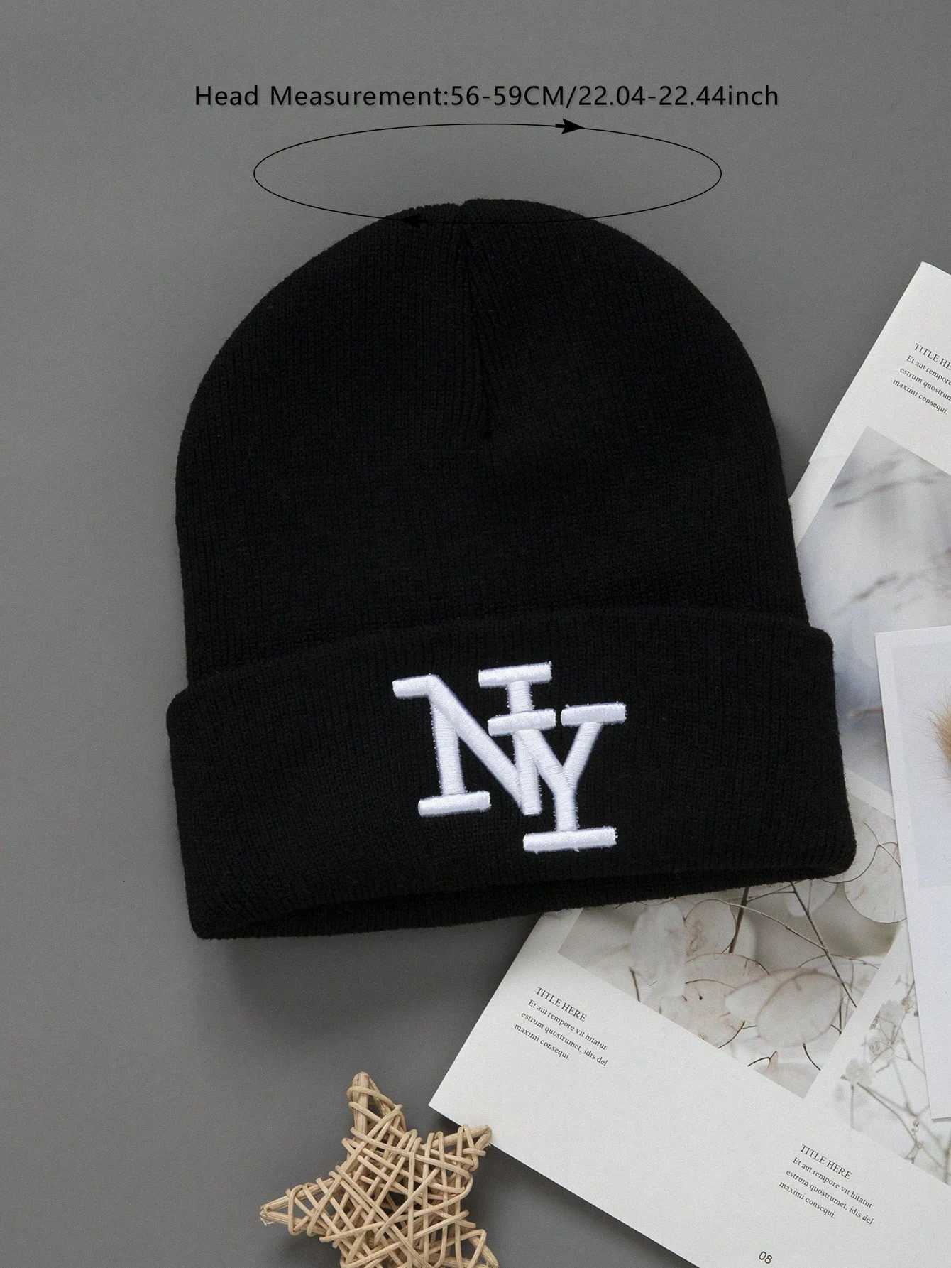 1 letter embroidered fashionable highend windproof knitted beanie hat suitable for both men and women hiphop elastic hat suXJ251023