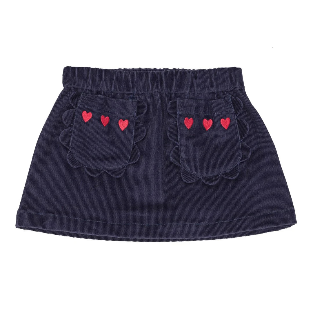 New autumn and winter multifunctional designer fashion corduroy girls' vest and short skirt heart-shaped embroidered children's jacket and s