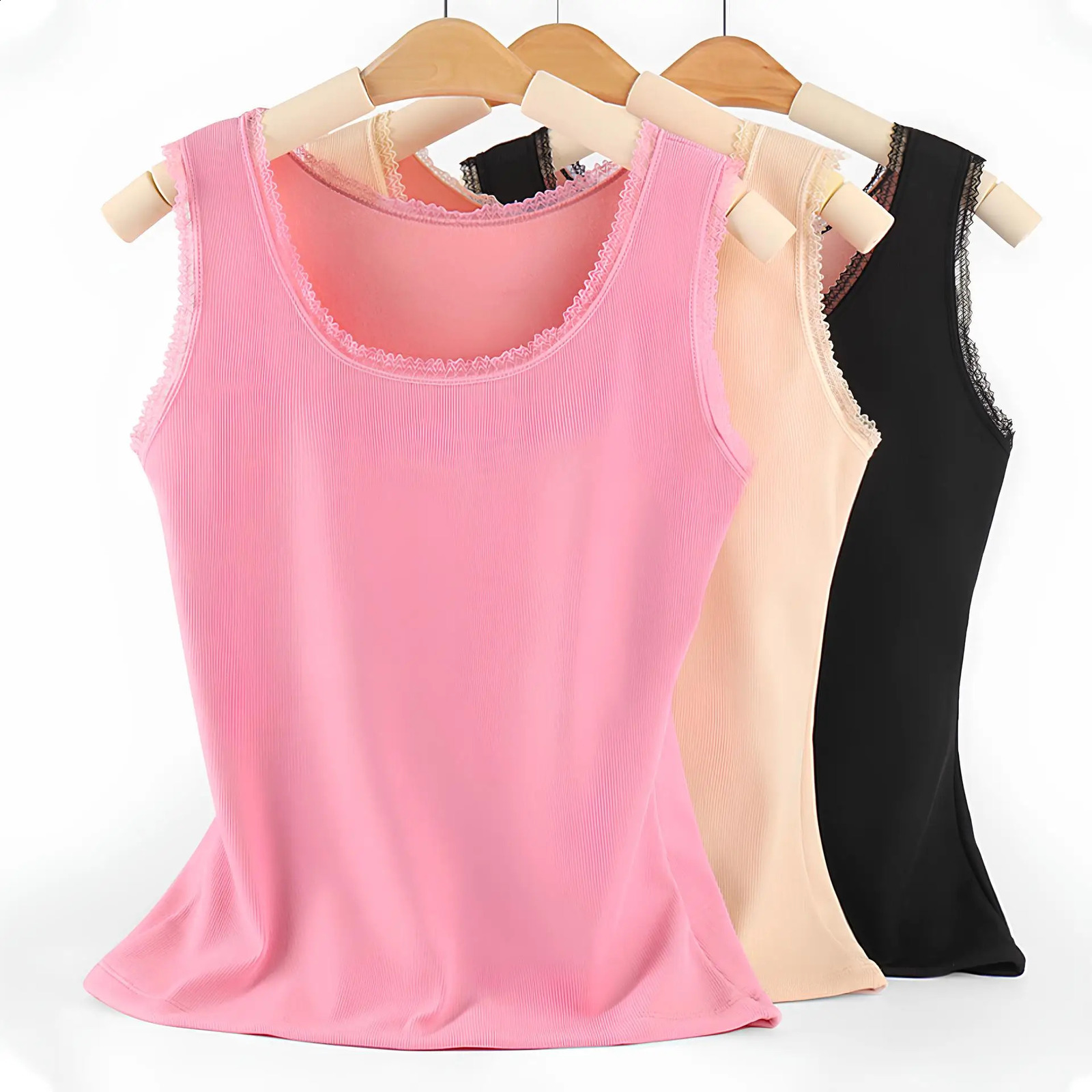 Plus Size Winter Velvet Camisole Women Slim Thermal Underwear Fleece Lined Camis Keep Warm Lace Trim Tank Top Vest 251023