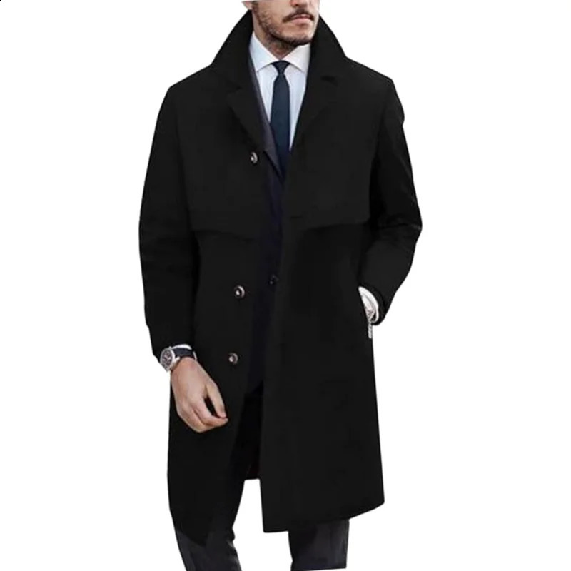 Mens Lapel Coat Office Street Casual Suit Wool Blends Outdoor with Lining Long Jackets Eu US Size Singlebreasted Men Clothing 251015