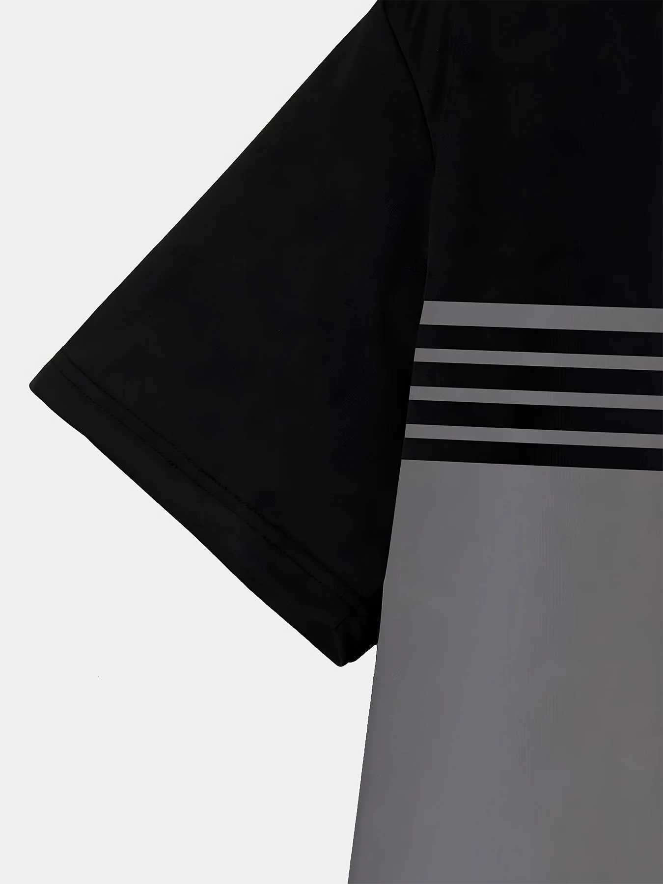 Fashionable mens summer new striped print comfortable breathable round neck Tshirt outdoor casual topXJ251023