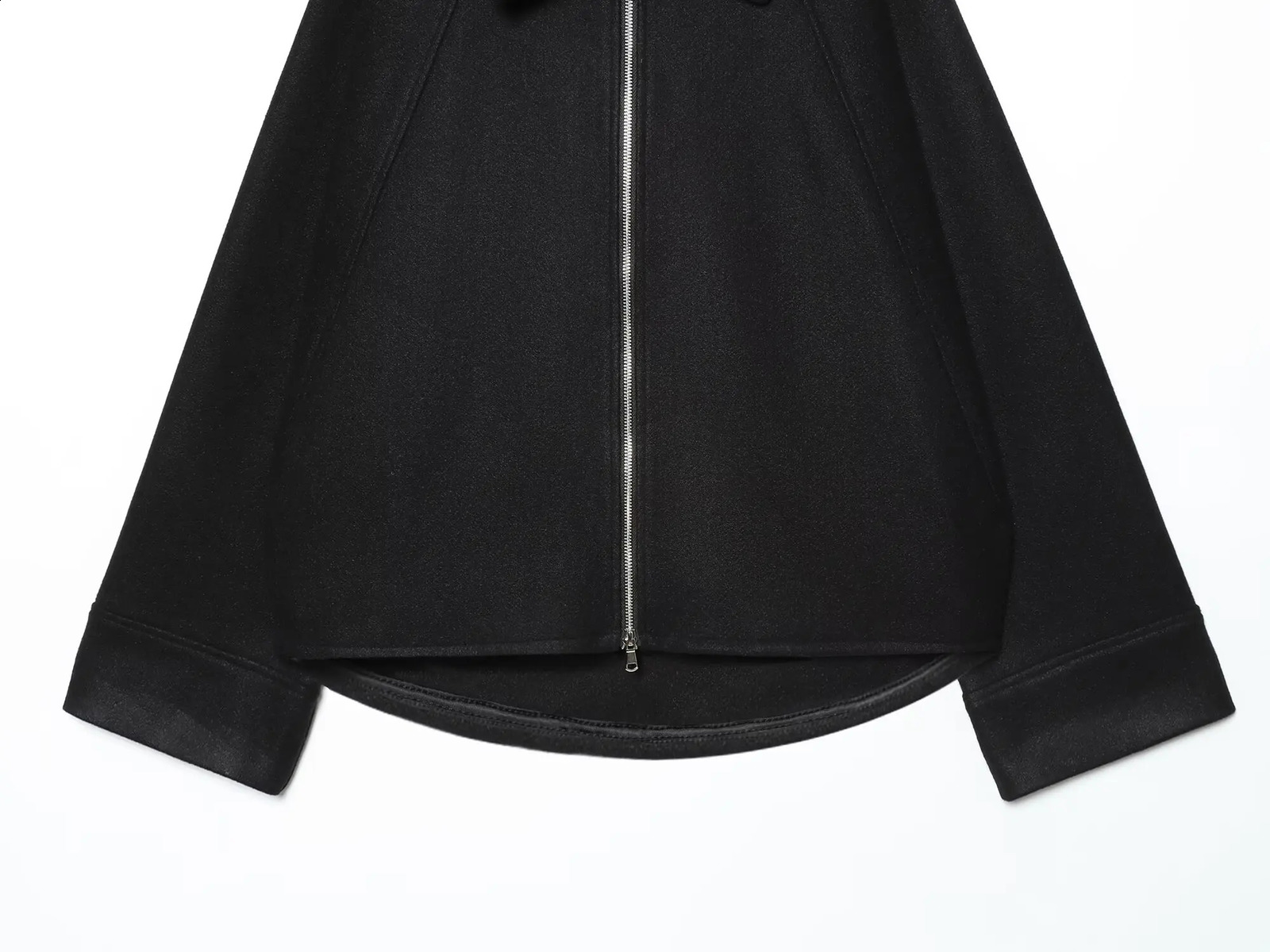 WOMAN Fashion European and American Style Autumn Blended Shoulder Sleeve Top Joker Zipper Coat Outerwear Mujer 251013