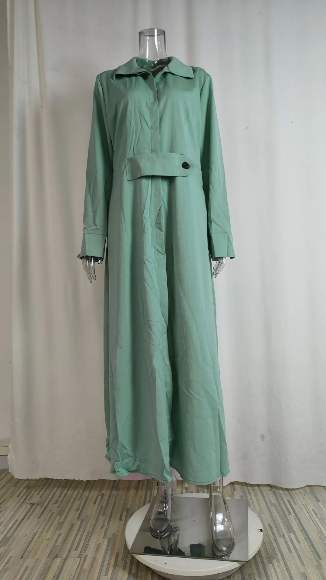 Spring Summer Women Dress Plus Size White Casual V Neck Lapel Long Sleeve Shirt Maxi Dresses Female Pocket Party Robe 251022