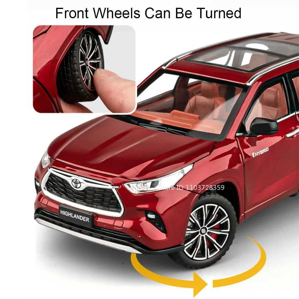 124 Scale Highlander RAV4 Toy Model Miniature Cars Alloy Diecast Sound Light Doors Opened Pull Back Shock Absorption Boys GiftsT251023