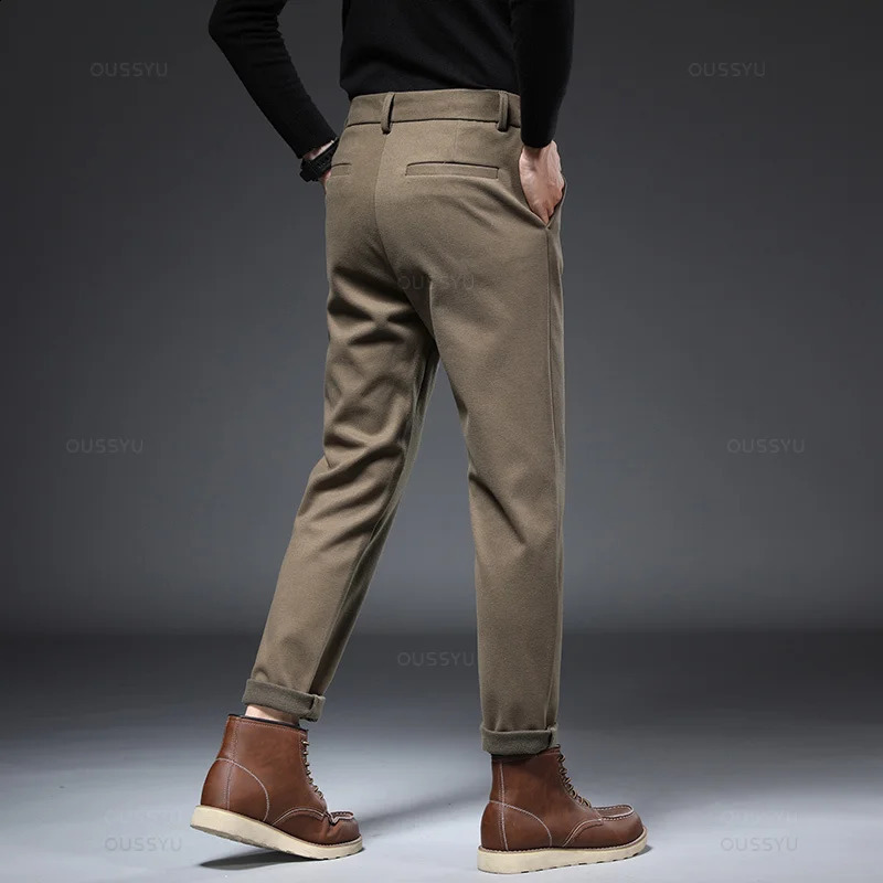 Autumn Winter Worsted Suit Pants Men Thick Business Classic Grey Khaki Woolen Straight Korean Formal Trousers Male Oversized 40 251023