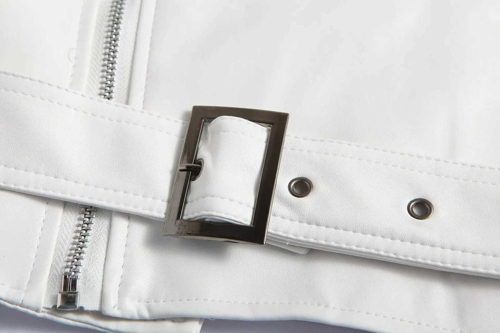 Casual Style Mens Biker Jacket Spring Autumn Slim Fit White Leather Coat Trendy Diagonal Zipper Korean Version Fake Leather W251023